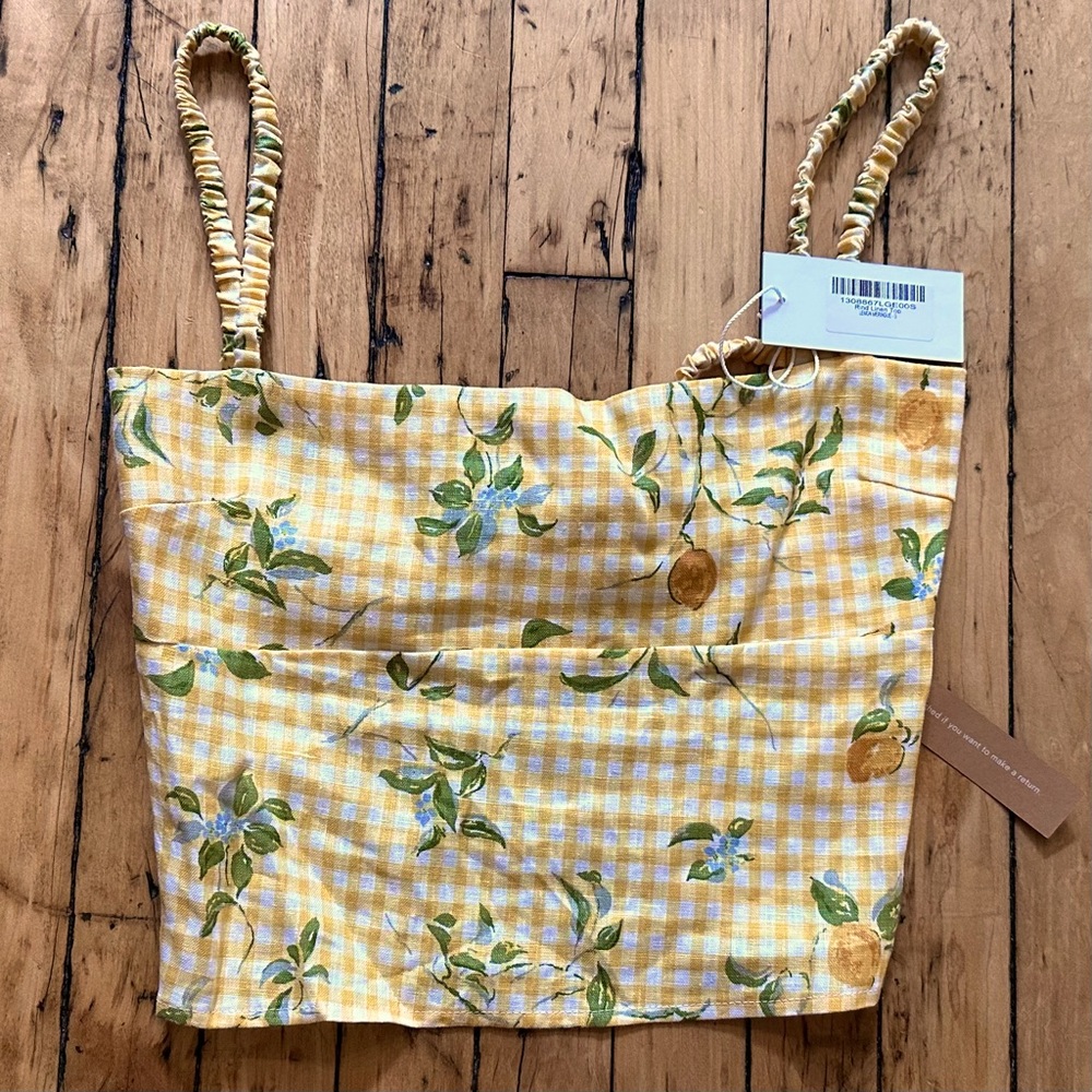 NWT Reformation Rind Linen Top in Lemon Meringue size small
